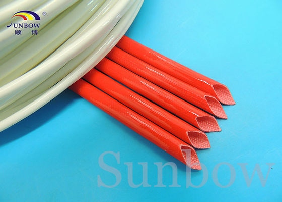 China Produtos sleeving trançados vermelhos do óxido de ferro, Sleeving de alta temperatura da fibra de vidro fornecedor