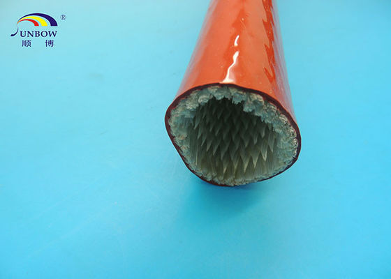 China Resina de silicone revestida sleeving da fibra de vidro do calor da resistência de fogo vermelho da oxidação para a proteção do cabo fornecedor