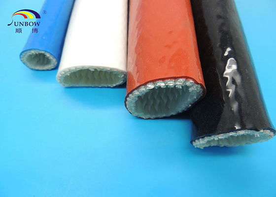 China Luvas protetoras da fibra de vidro do fogo com identificação do revestimento de borracha de silicone 100mm fornecedor