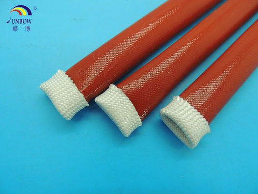 China Sleeving trançado expansível vermelho da identificação 10MM revestido com a resina de silicone -60℃ ~ 180℃ fornecedor